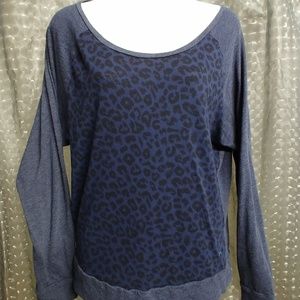 Blue PINK top w/black animal print on front